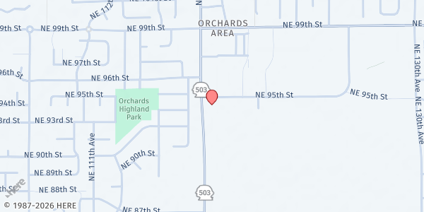 Map showing Pacific Islander Community Association of Washington at 11701 NE 95th St. Suite A, Vancouver, WA