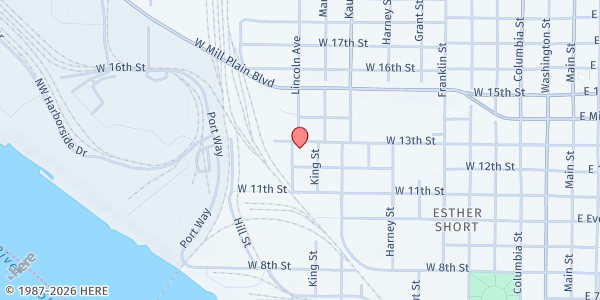 Map showing Share Hot Meals (House) at 1115 W 13th St, Vancouver, WA