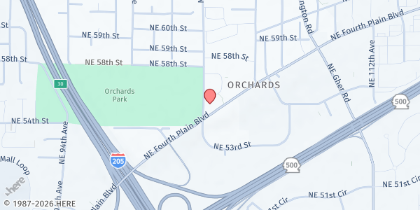 Map showing Share - Orchard Inn at 5609 NE 102nd Ave, Vancouver, WA