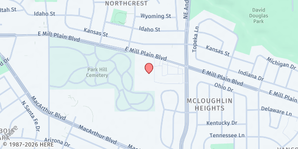 Map showing The Cross Church Pantry at 6503 E Mill Plain Blvd #G, Vancouver, WA