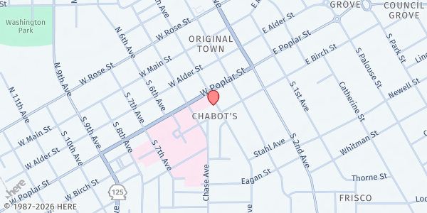 Map showing Christian Aid Center at 202 W. Birch St, Walla Walla, WA
