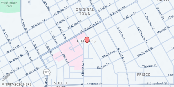 Map showing Christian Aid Center Family Shelter at 211 W Birch St, Walla Walla, WA