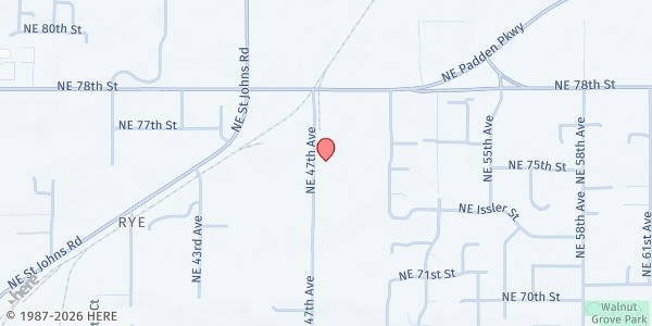Map showing Community Kitchen - Walnut Grove at 7509 NE 47th Avenue, Walnut Grove, WA