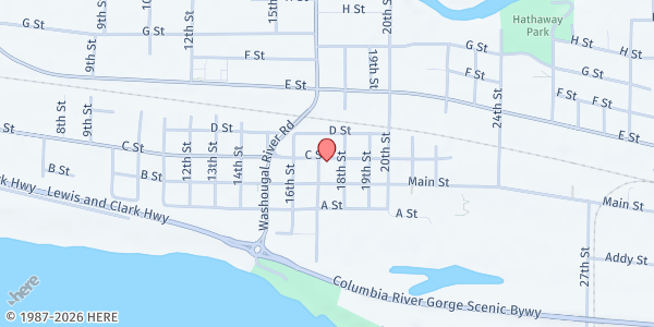Map showing Children's Home Society of Washington - Washougal at 1702 C Street, Washougal, WA