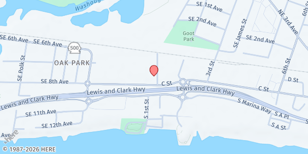 Map showing Inter-Faith Treasure House at 91 C St, Washougal, WA