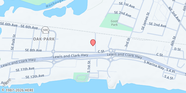 Map showing Inter-Faith Treasure House at 91 C Street, Washougal, WA