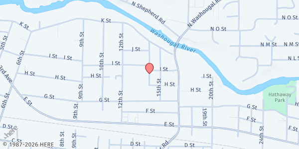 Map showing Salvation Army Washougal at 1612 I St, Washougal, WA