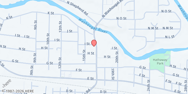 Map showing Salvation Army Washougal at 1612 I Street, Washougal, WA