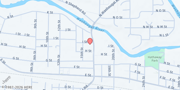 Map showing Salvation Army Washougal at 1612 I Street, Washougal, WA