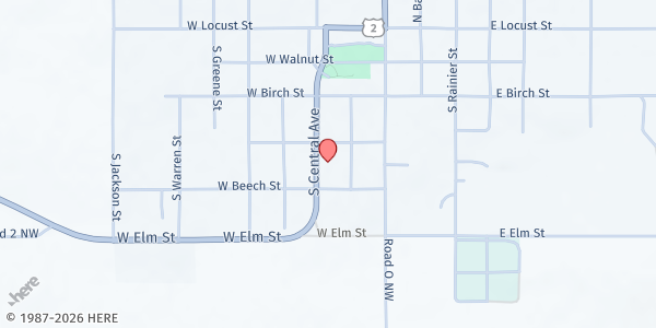 Map showing Waterville Food Bank at 413 S Central Ave, Waterville, WA