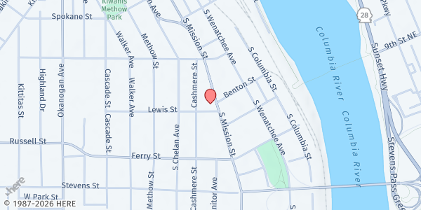 Map showing CAFE - Wenatchee at 766 S Mission St, Wenatchee, WA