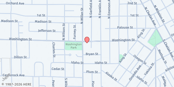 Map showing First United Methodist Church Wenatchee at 941 Washington St, Wenatchee, WA