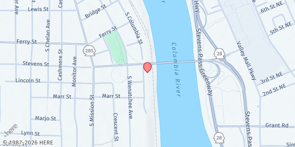 Map showing Salvation Army - Wenatchee at 1205 S Columbia St, Wenatchee, WA