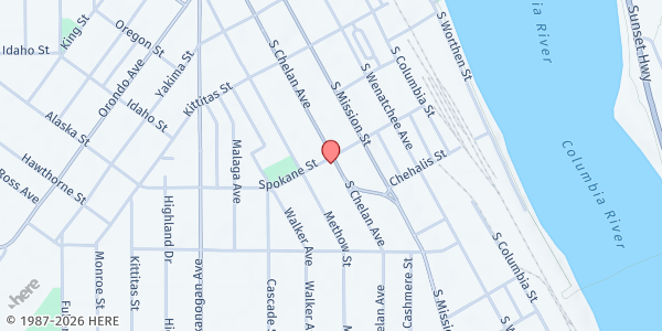 Map showing Wenatchee Food Bank at 504 S Chelan St, Wenatchee, WA