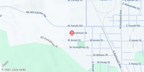 Map showing Lewis River Mobile Food Bank - Yacolt at 509 W Cushman St, Yacolt, WA