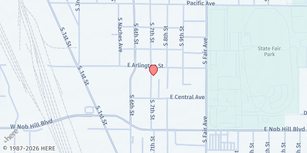 Map showing OIC Henry Beauchamp Community Center at 1211 S 7th St, Yakima, WA