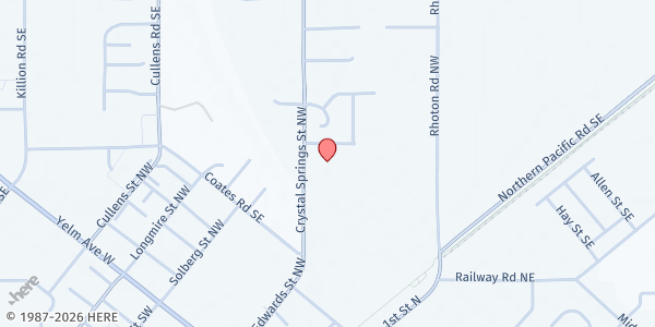 Map showing Yelm Community Services at 624 Crystal Springs Rd NW, Yelm, WA