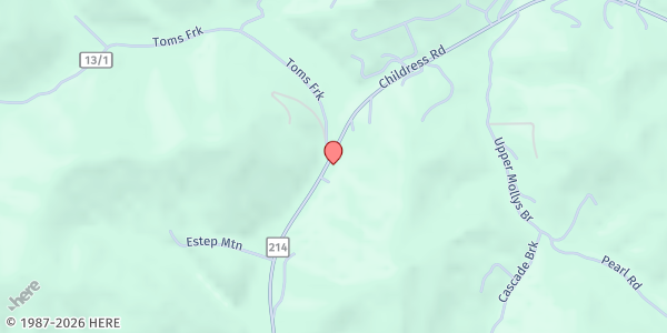 Map showing Praise Assembly of God at 2281 Childress Road, Alum Creek, WV