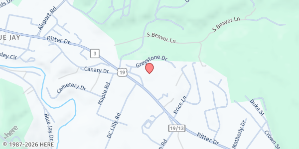 Map showing The Lunchbox at 159 Granby Cir., Beaver, WV