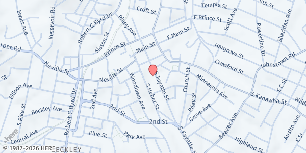 Map showing Salvation Army - Beckley at 312 South Fayette St., Beckley, WV