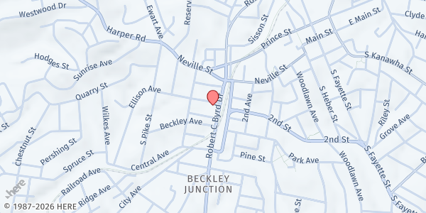 Map showing Salvation Army - Beckley at 2871 Robert C Byrd Dr, Beckley, WV