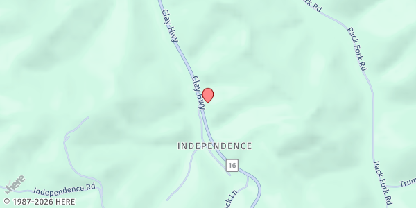 Map showing The Christian Service Ctr at 14831 Clay Hwy., Bickmore, WV