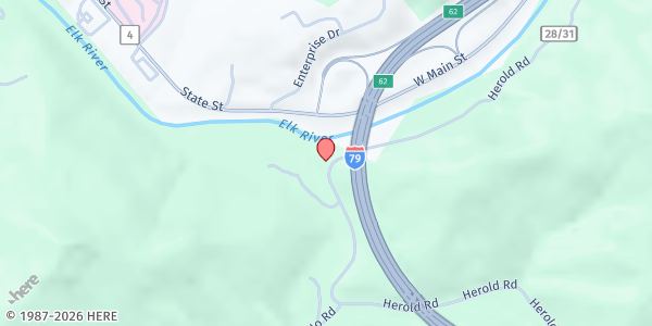 Map showing Mountaineer Food Bank at 484 Enterprise Dr., Bison, WV