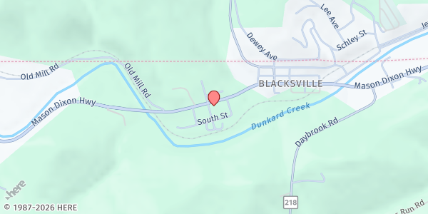 Map showing Clay Battelle Area Family Services at 6061 MASON DIXON HIGHWAY, BLACKSVILLE, WV