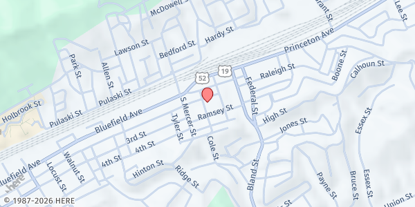 Map showing Christ Episcopal Church at 200 Duhring Street, Bluefield, WV