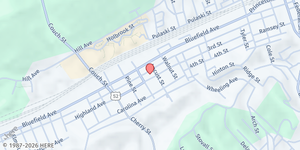 Map showing Salvation Army - Bluefield at 900 Highland Ave., Bluefield, WV