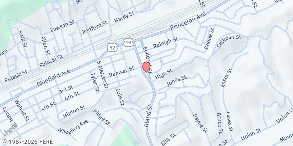 Map showing South Central Educational Development, Inc. at 601 Bland St., Bluefield, WV