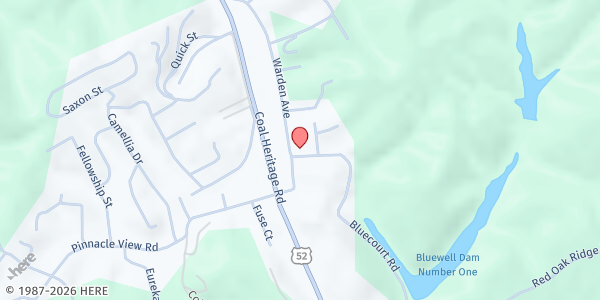 Map showing BLUEWELL UNITED METHODIST CHURCH at 228 WARDEN AVE., BLUEWELL, WV