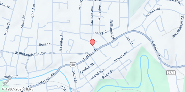 Map showing Shepherd's Corner at 119 Pennsylvania Ave, Bridgeport, WV