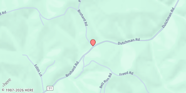 Map showing Strait Creek Baptist Church at Strait Creek Baptist Church, Brohard, WV