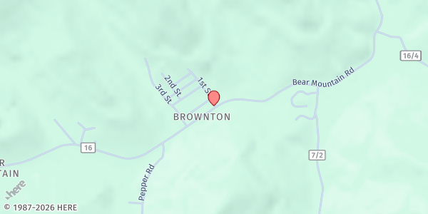 Map showing BROWNTON HELPING HANDS at 1300 BEAR MTN RD, BROWNTON, WV