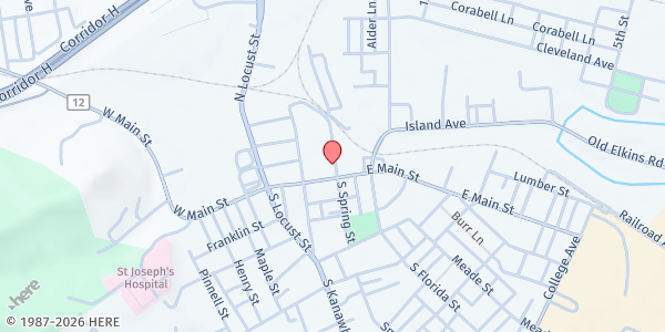 Map showing SALVATION ARMY - BUCKHANNON at 21 NORTH SPRING ST, BUCKHANNON, WV