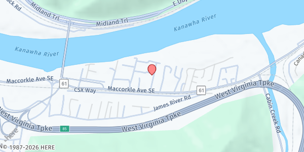 Map showing Chelyan Nazarene Church at 111 Saxton St., Cabin Creek, WV