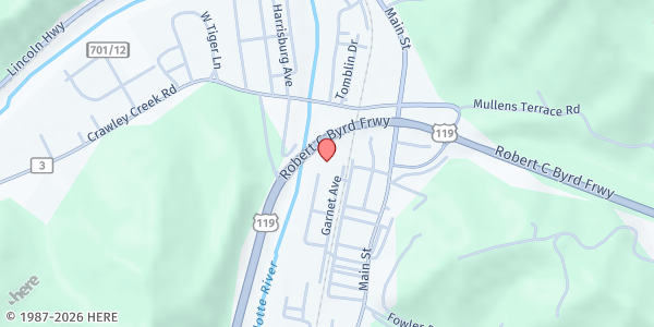 Map showing Blessings From God at 181 Garnet Avenue, Chapmanville, WV