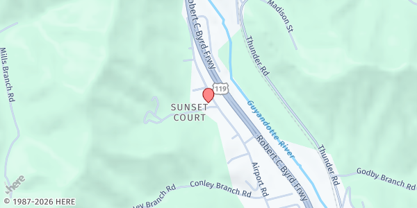 Map showing Chapmanville United Baptist at Old Co 3/3 Rd, Chapmanville, WV