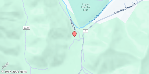 Map showing St. Barbara Catholic Church at 33 Sawmill Rd, Chapmanville, WV