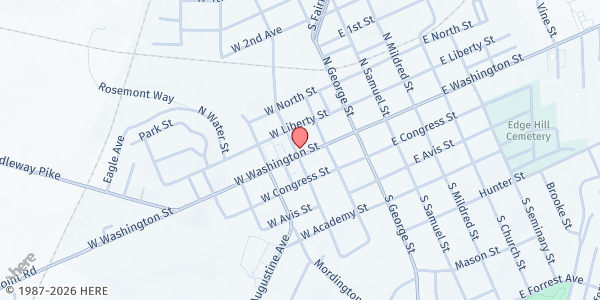 Map showing Jefferson County Community Ministries Charles Town at 238 W. Washington St., Charles Town, WV