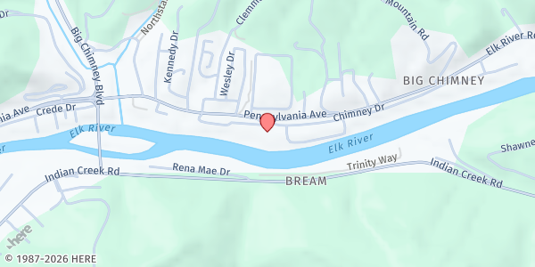 Map showing APPALACHIAN CENTER FOR INDEPENDENT LIVING at 4710 BIG CHIMNEY DR. SUITE C, CHARLESTON, WV