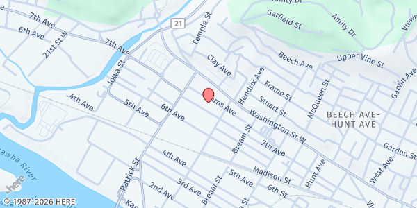 Map showing Mountain Mission - Charleston at 1620 7th Avenue, Charleston, WV