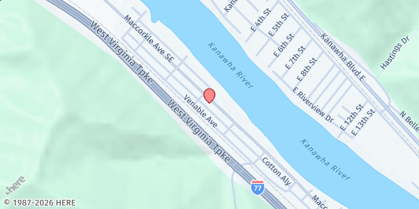 Map showing Operation Love Outreach at 11815 MacCorkle Avenue, Charleston, WV