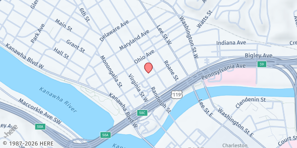 Map showing Salvation Army - Charleston at 301 Tennessee Ave, Charleston, WV