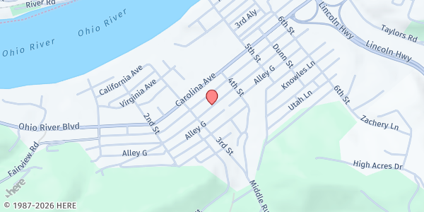 Map showing Chester/Newell FISH Distribution Site at 4th and Indiana St, Chester, WV