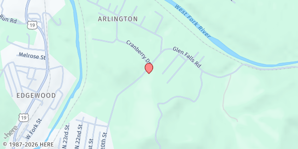 Map showing Christian Apostolic Food Pantry at 334 Glen Falls Rd, Clarksburg, WV