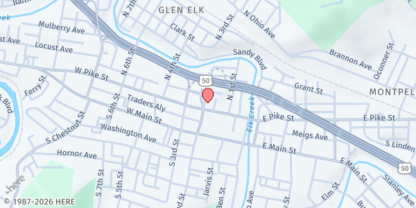 Map showing FIRST UNITED METHODIST CHURCH - CLARKSBURG at 117 N. SECOND ST, CLARKSBURG, WV