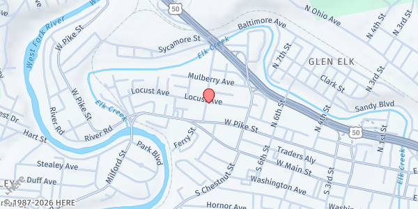 Map showing FRIENDS FEEDING FRIENDS - Clarksburg at 665 LOCUST AVE., CLARKSBURG, WV