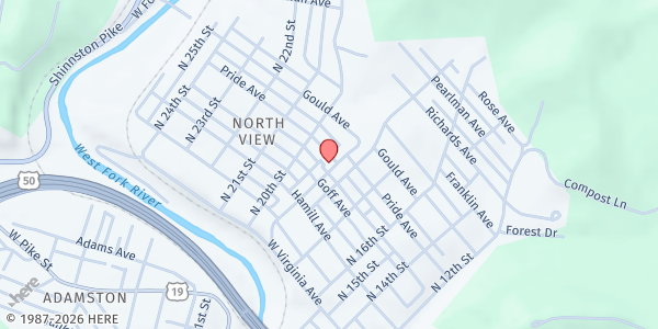 Map showing North View United Methodist Food Pantry at 1320 N 19th St, Clarksburg, WV
